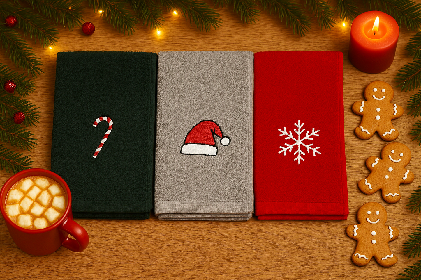 Pack 3 x Trapo de cocina Bordado Navidad 🎄 – Edición Limitada