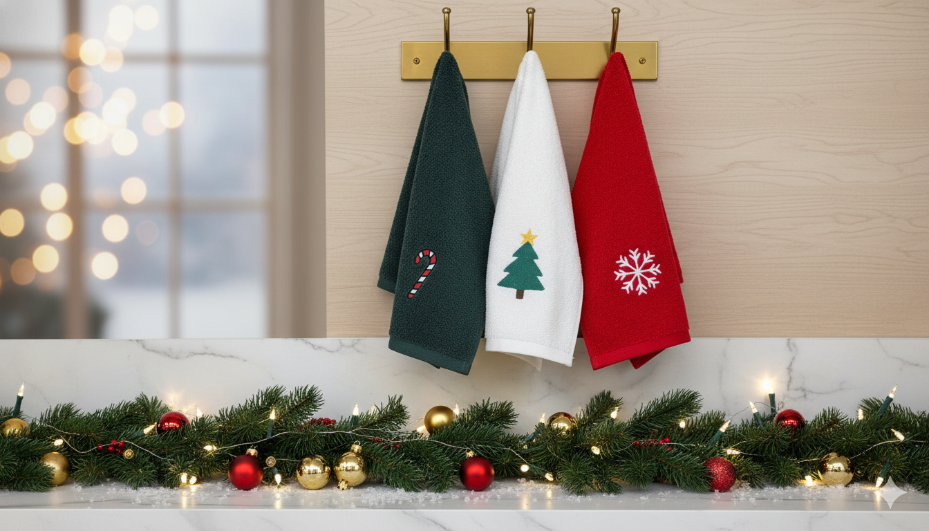 Pack 3 x Trapo de cocina Bordado Navidad 🎄 – Edición Limitada