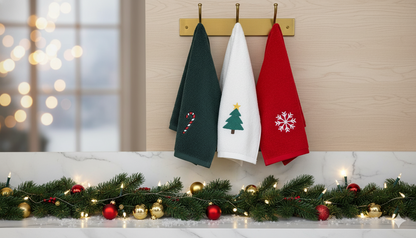 Pack 3 x Trapo de cocina Bordado Navidad 🎄 – Edición Limitada