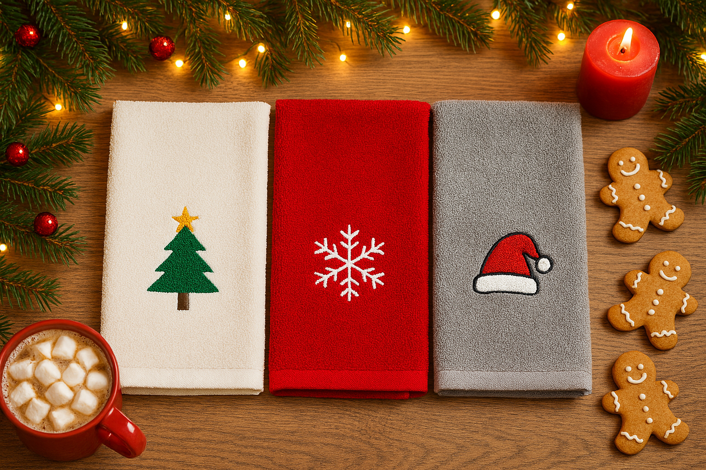 Pack 3 x Trapo de cocina Bordado Navidad 🎄 – Edición Limitada