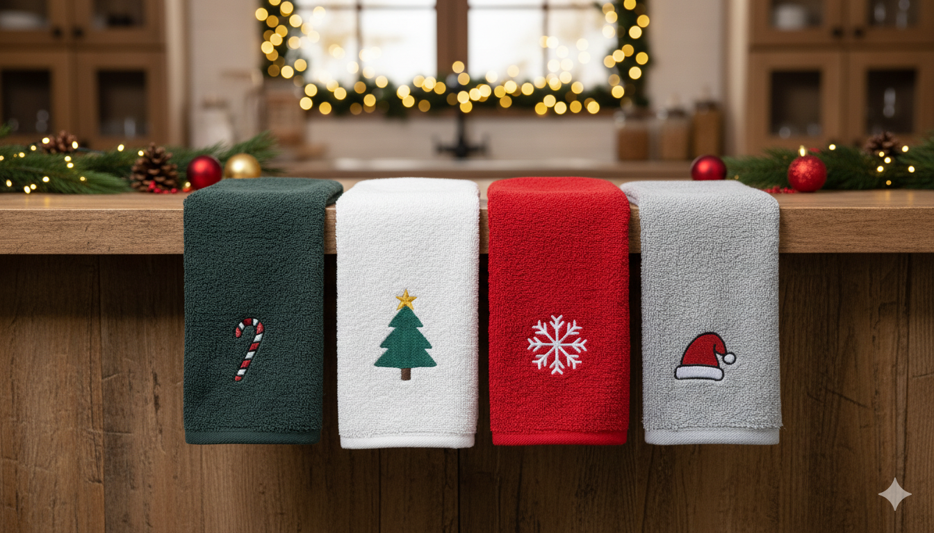 Pack 3 x Trapo de cocina Bordado Navidad 🎄 – Edición Limitada