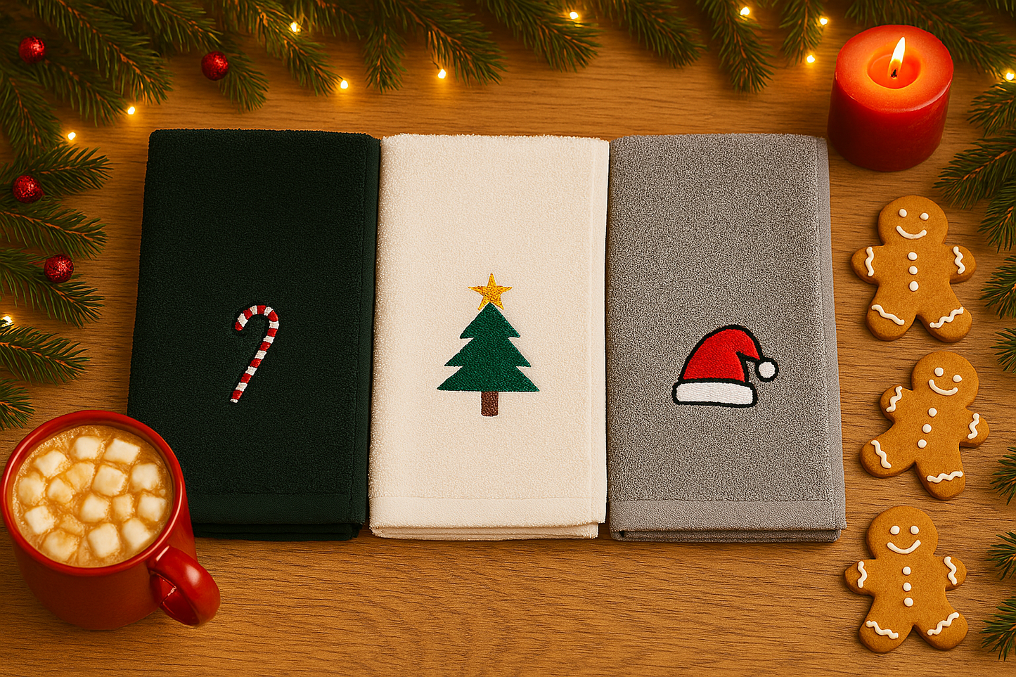 Pack 3 x Trapo de cocina Bordado Navidad 🎄 – Edición Limitada