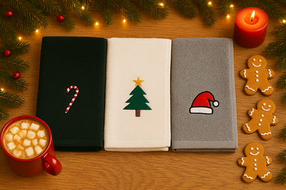 Pack 3 x Trapo de cocina Bordado Navidad 🎄 – Edición Limitada