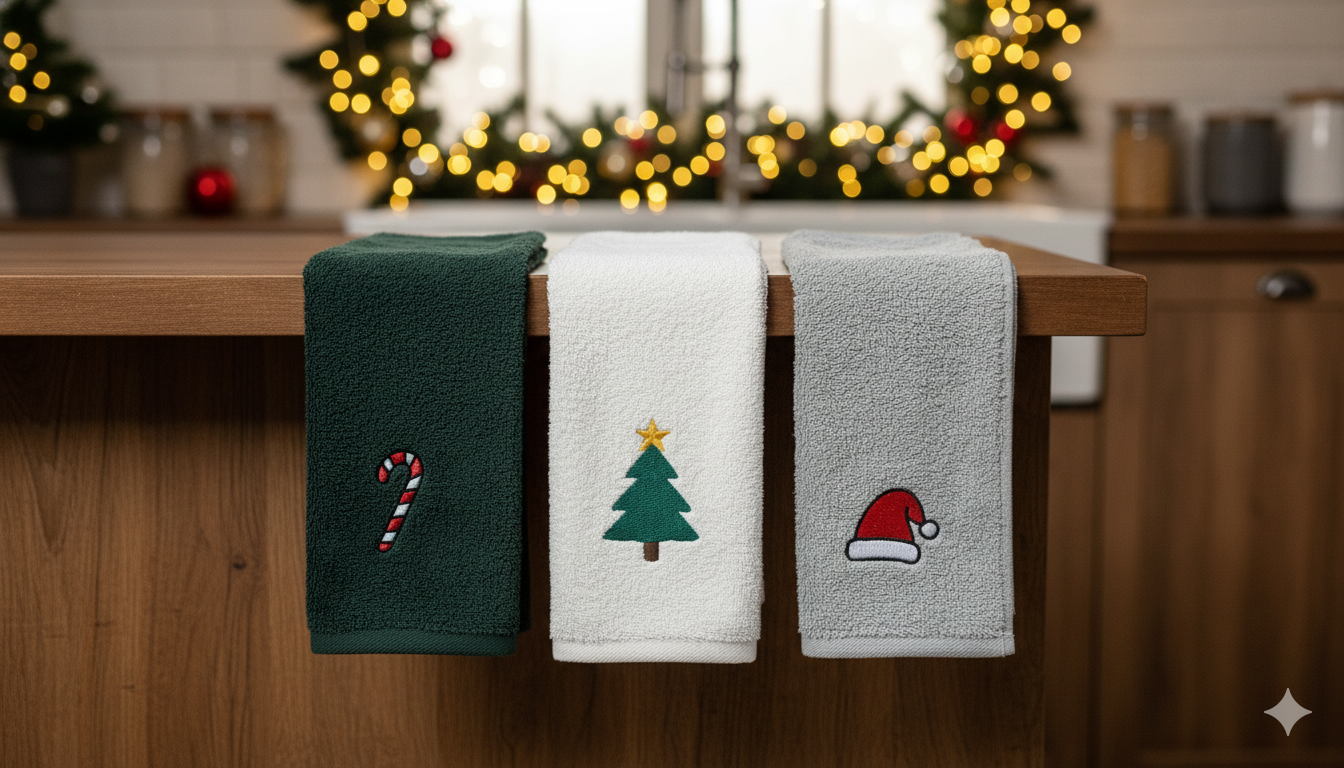 Pack 3 x Trapo de cocina Bordado Navidad 🎄 – Edición Limitada