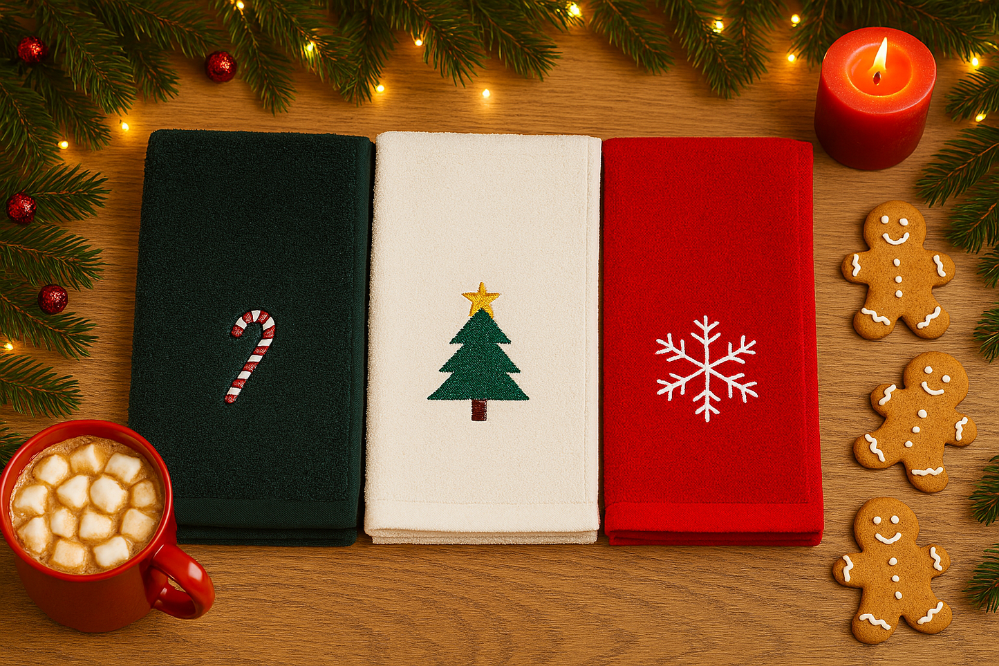 Pack 3 x Trapo de cocina Bordado Navidad 🎄 – Edición Limitada